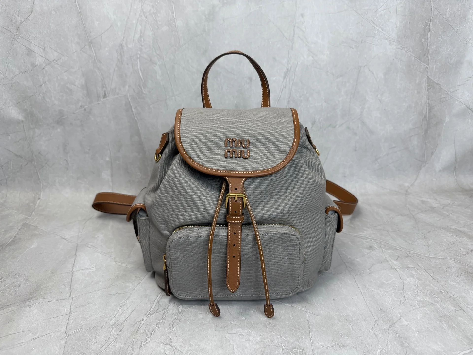 MIU MIU Backpacks Bags Grey-Brown 29.5X25X12.5CM G6010063296