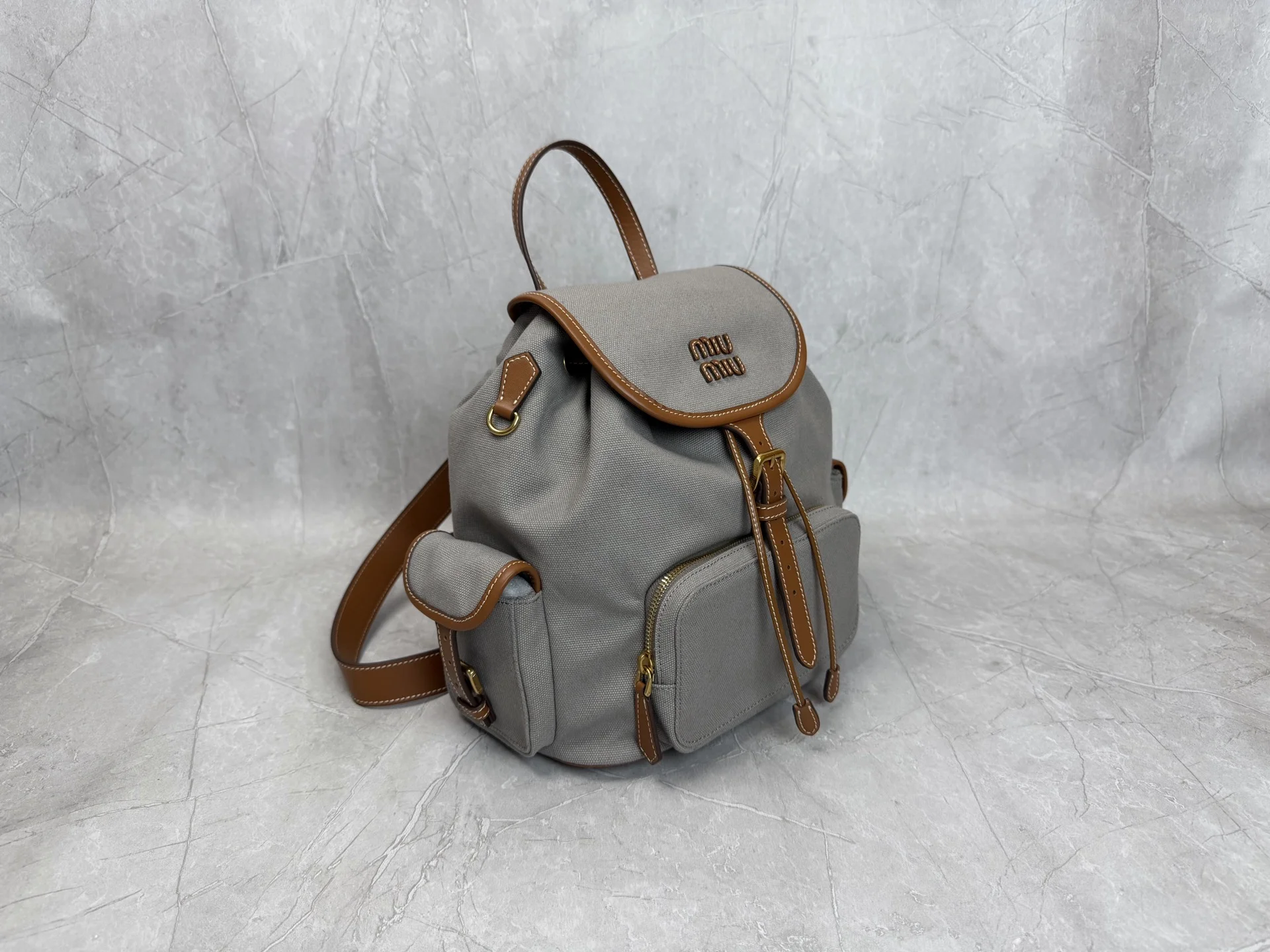MIU MIU Backpacks Bags Grey-Brown 29.5X25X12.5CM G6010063296 - Image 2