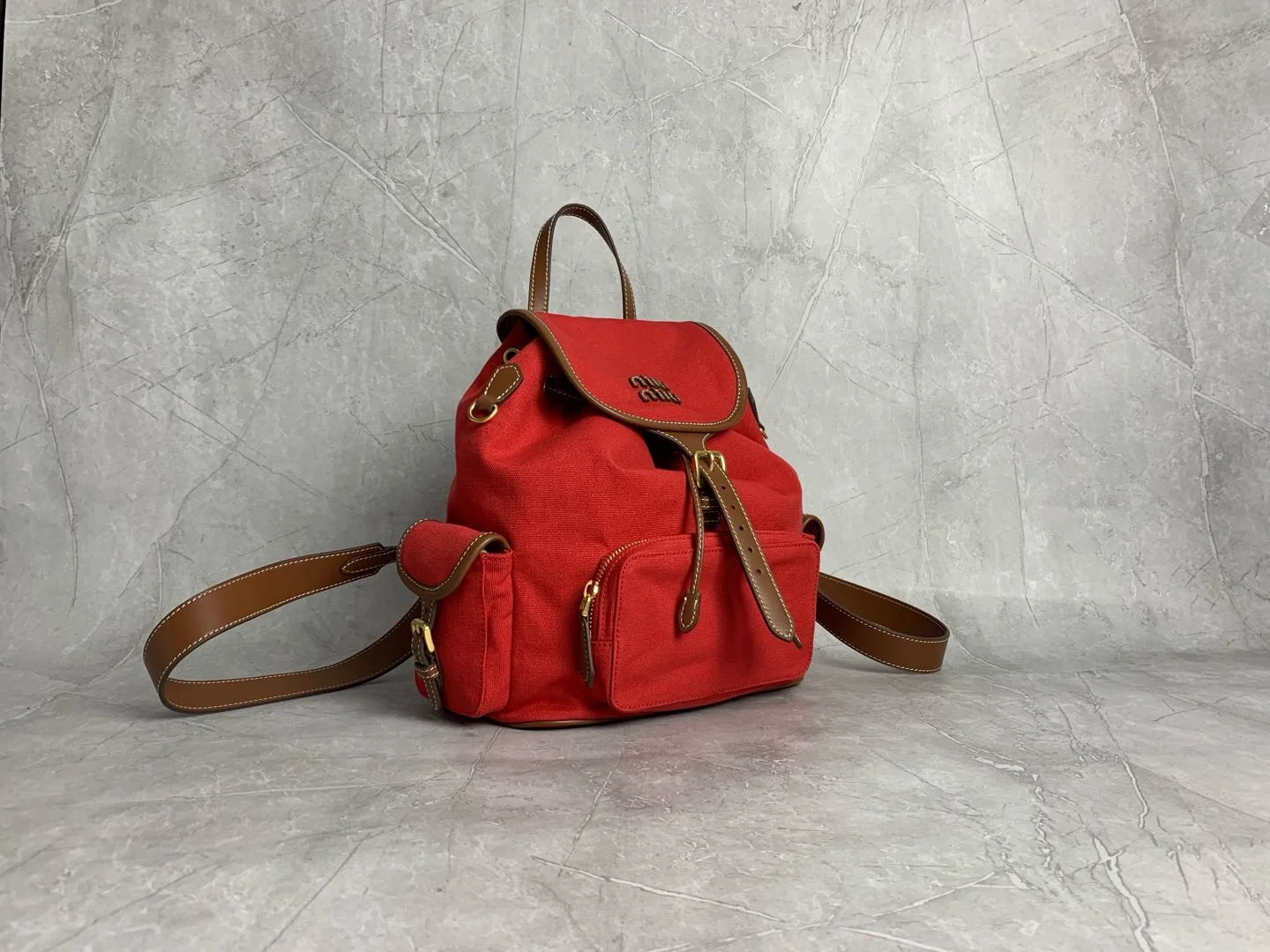 MIU MIU Backpacks Bags Red-Brown 29.5X25X12.5CM G6010063268 - Image 3