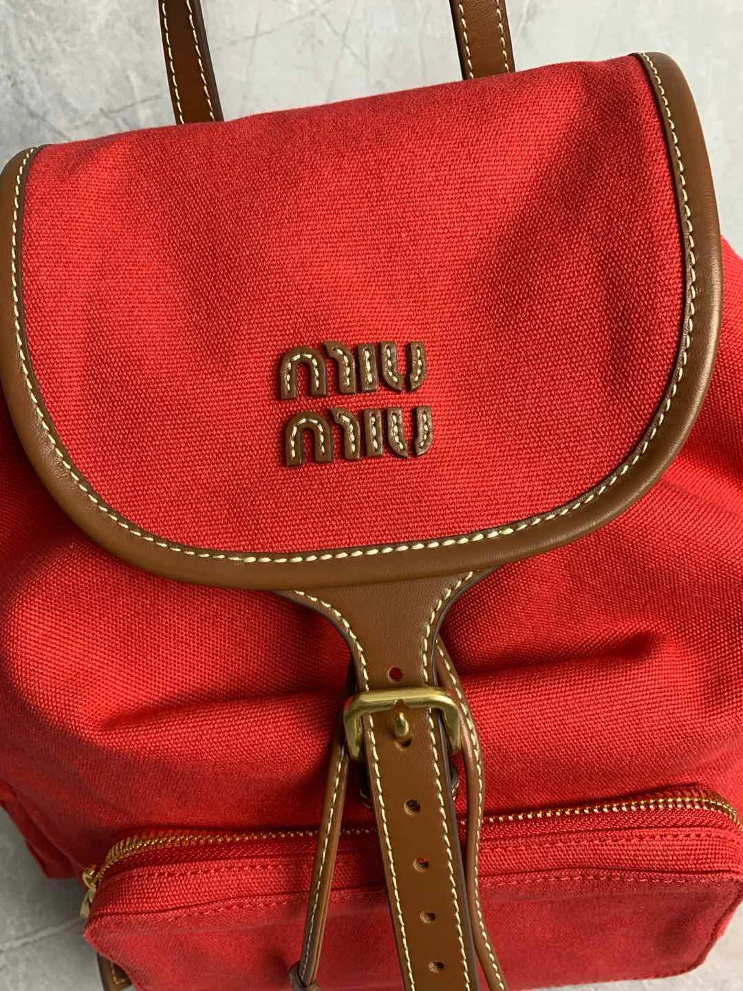 MIU MIU Backpacks Bags Red-Brown 29.5X25X12.5CM G6010063268 - Image 6