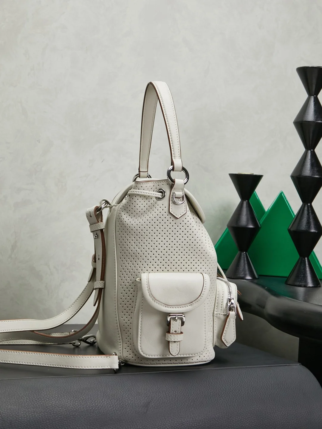 MIU MIU Backpacks Bags White-Brown 22X18X11.5CM I5010061056 - Image 2