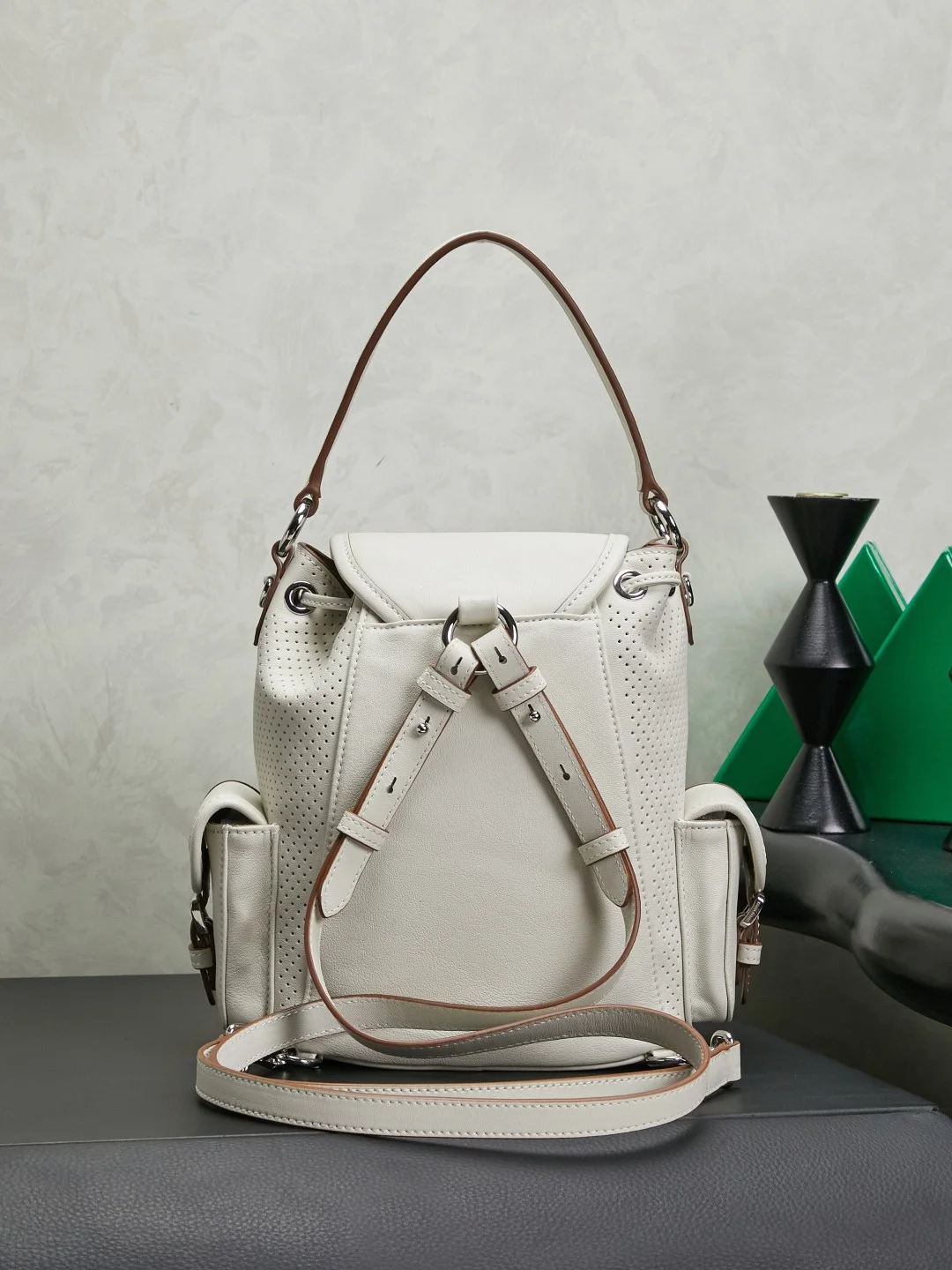 MIU MIU Backpacks Bags White-Brown 22X18X11.5CM I5010061056 - Image 3
