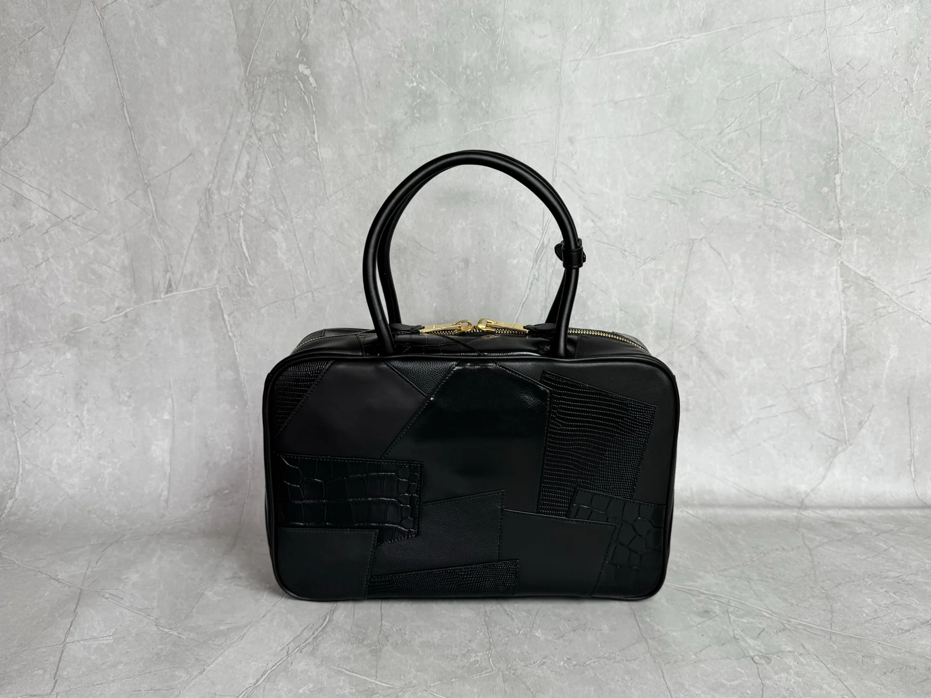 MIU MIU Briefcases Bags Mixed Leather Black-Gold 34X23X12CM I5010062996 - Image 3