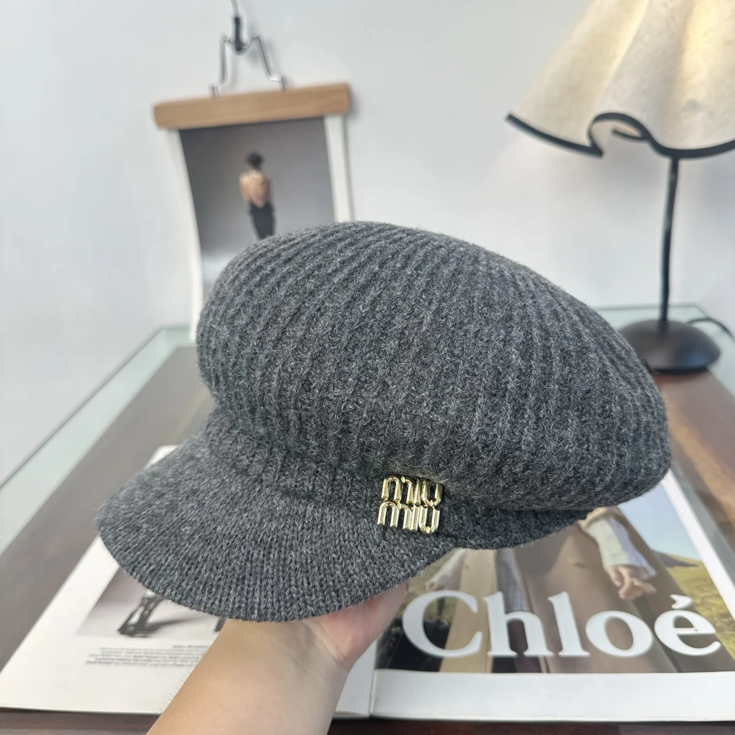 MIU MIU Caps Gray-Gold E210071340 - Image 3