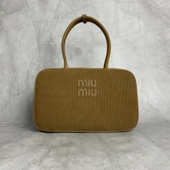 MIU MIU Casual Bags Corduroy Calf Leather Brown 34X23X12CM G0010062751
