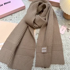 Alternative view of MIU MIU Scarves Cashmere Beige-White One Size A3010071158