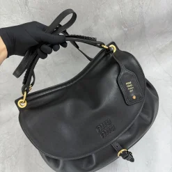MIU MIU Shoulder Bags Leather Black-Gold 39.5X33X15CM A15010060667