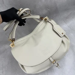 MIU MIU Shoulder Bags Leather Cream-Gold 39.5X33X15CM A15010060644