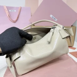 Alternative view of MIU MIU Shoulder Bags Waxed Leather Cream-Beige 22X13X6CM E8010063357