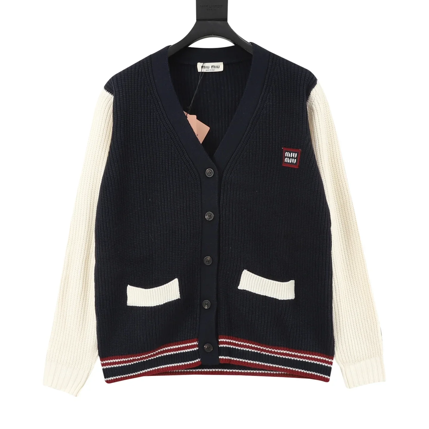 MIU MIU Sweaters Wool Cashmere Blend Navy-Cream 38-42 B60202610040079
