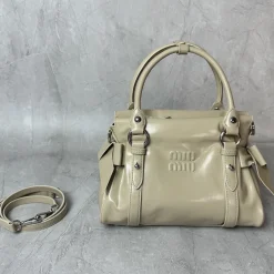 MIU MIU Top Handle Bags Beige-Silver 28X15X22CM H3010062273