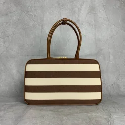 Alternative view of MIU MIU Top Handle Bags Canvas Leather Brown-White 20X34X10CM G0010062973