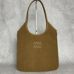 MIU MIU Totes Bags Calf Leather Brown 35X40CM E5010061880