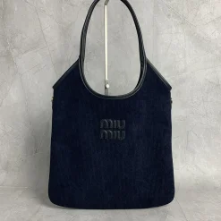 MIU MIU Totes Bags Calf Leather Navy-Black 35X40CM E5010061894