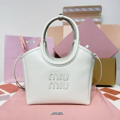 MIU MIU Totes Bags Calf Leather White 22X14X11CM F8010063281
