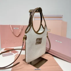 Alternative view of MIU MIU Totes Bags Leather Cream-Brown 20X24 CM E2010063218