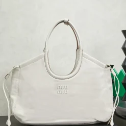 MIU MIU Totes Bags White-Brown 40X30X15CM H8010061073