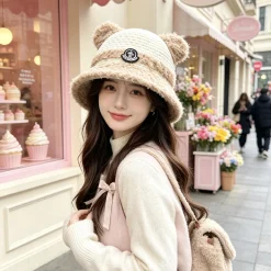 MONCLER Hats Fleece Cream-Brown F510070221