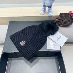 Alternative view of MONCLER Hats Knitted Fox Fur Black One Size G010071315