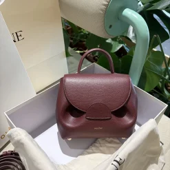POLENE Shoulder Bags Burgundy-Gold 20X17.5X9CM E8010066871