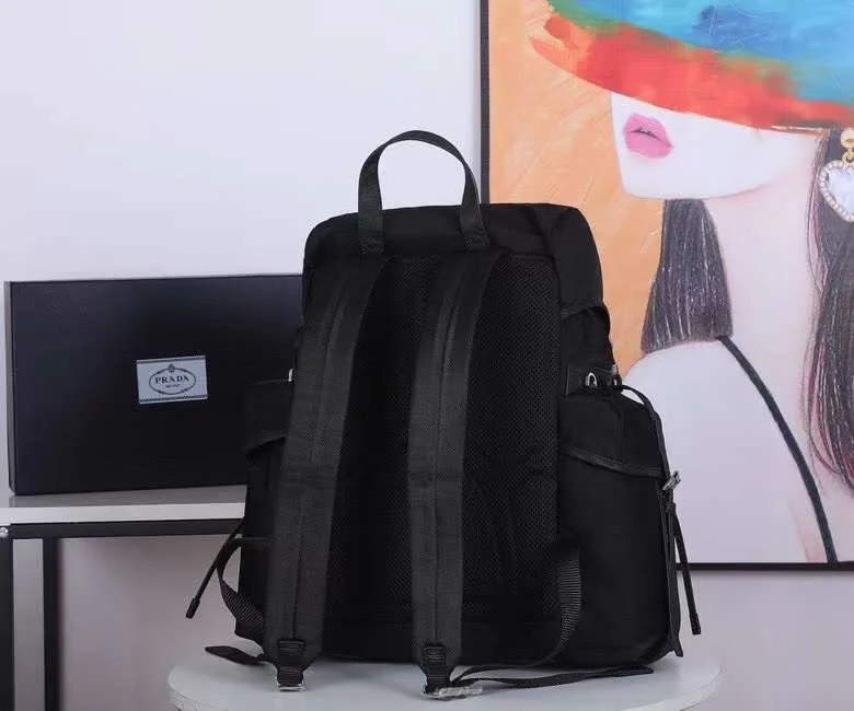 PRADA Backpacks Bags Fabric Leather Black-Silver 37X42X17CM F8010060189 - Image 3