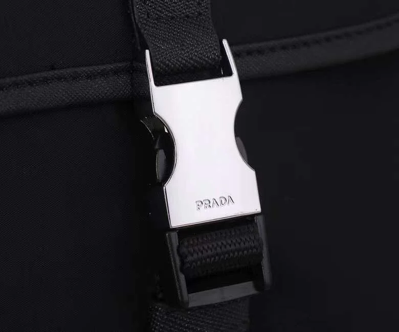 PRADA Backpacks Bags Fabric Leather Black-Silver 37X42X17CM F8010060189 - Image 6