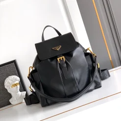 PRADA Backpacks Bags Lambskin Black-Gold 27X29X12.5CM G5010060345