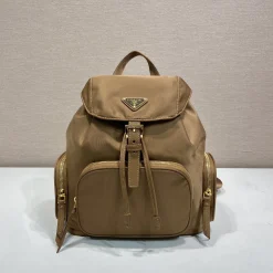 PRADA Backpacks Bags Nylon Brown-Gold 24.5X29X12CM D2010060136