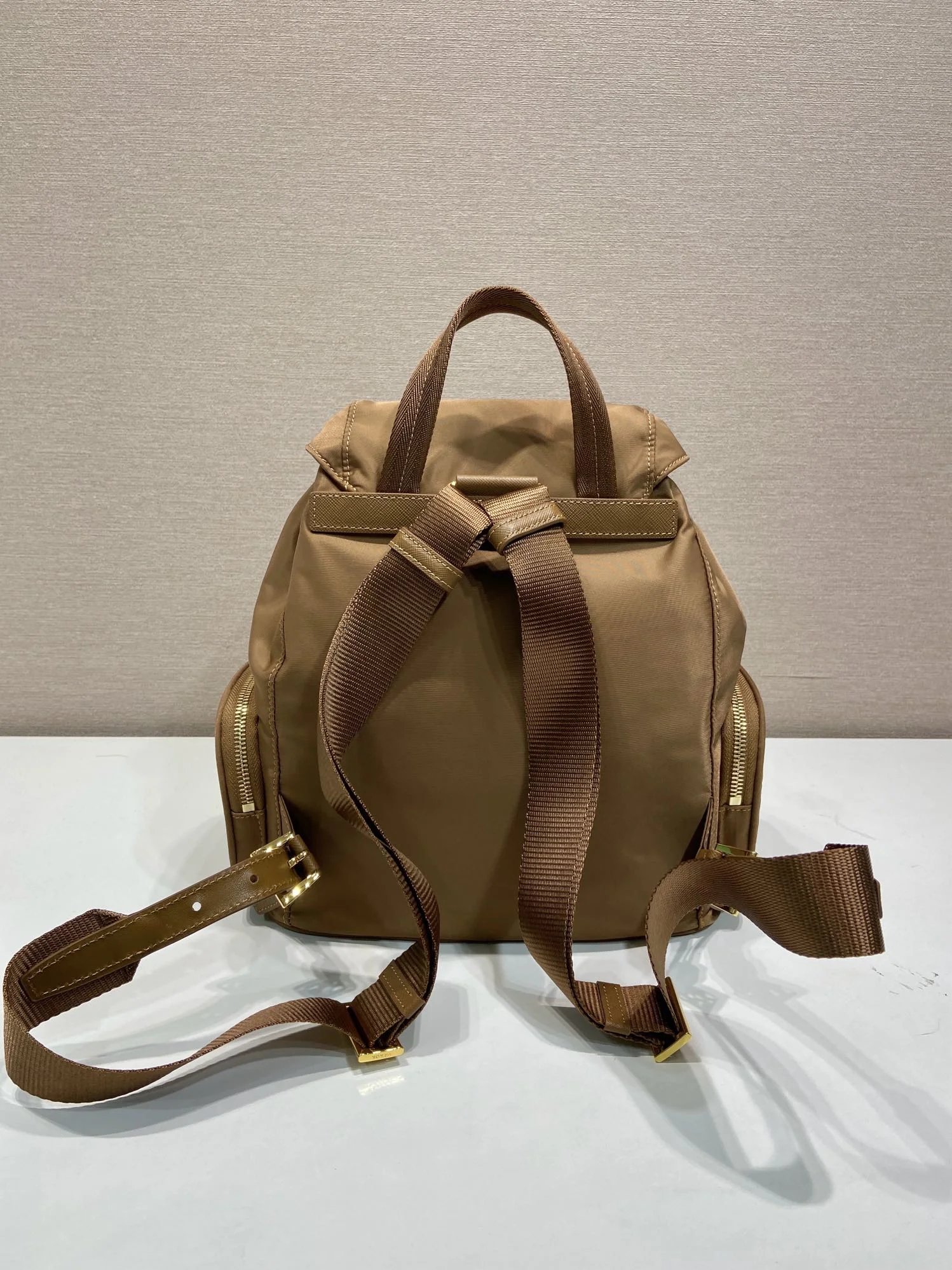 PRADA Backpacks Bags Nylon Brown-Gold 24.5X29X12CM D2010060136 - Image 4
