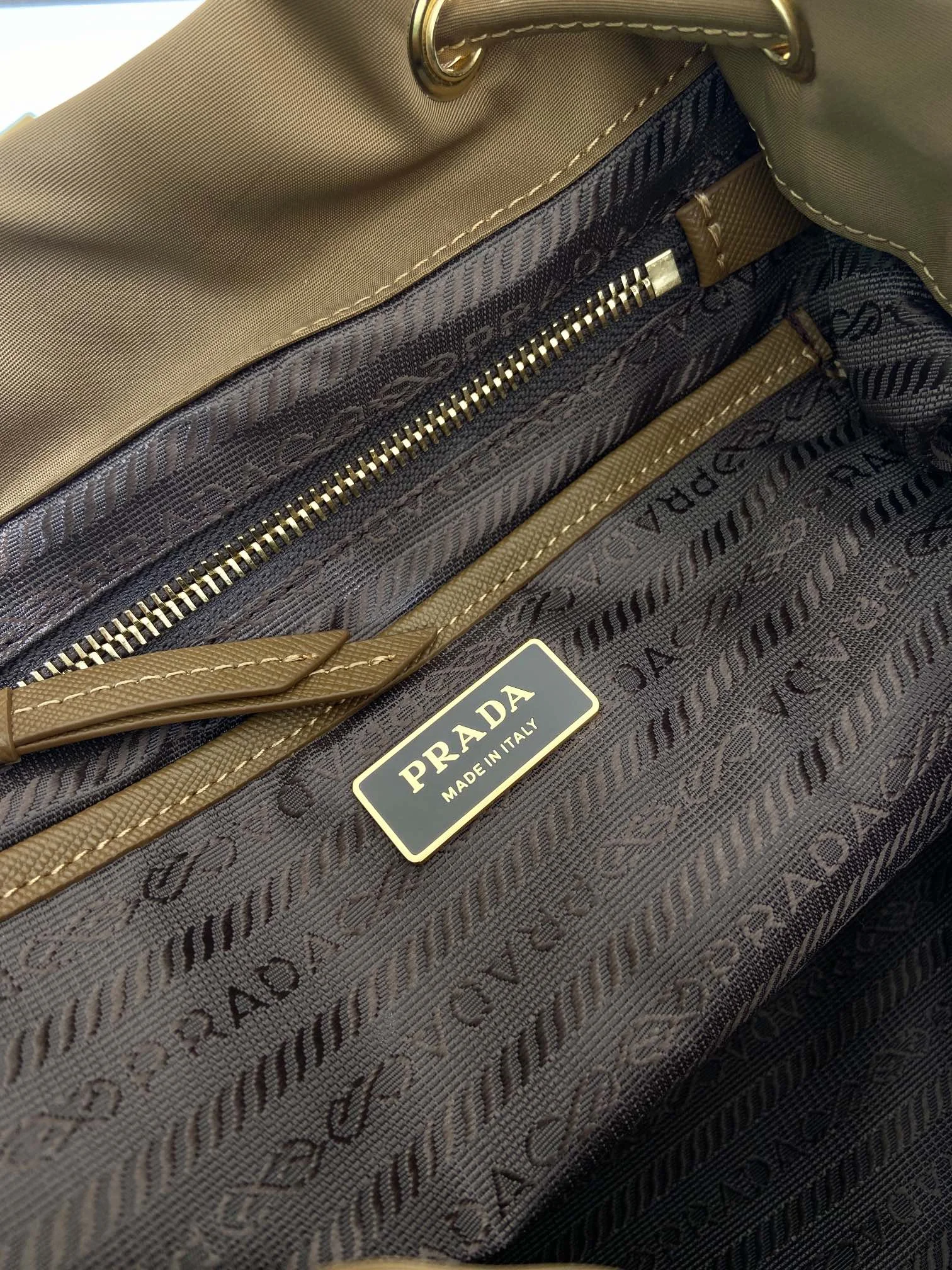 PRADA Backpacks Bags Nylon Brown-Gold 24.5X29X12CM D2010060136 - Image 9