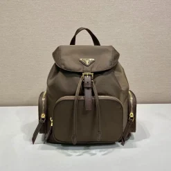 PRADA Backpacks Bags Nylon Brown-Gold 24.5X29X12CM D2010060141