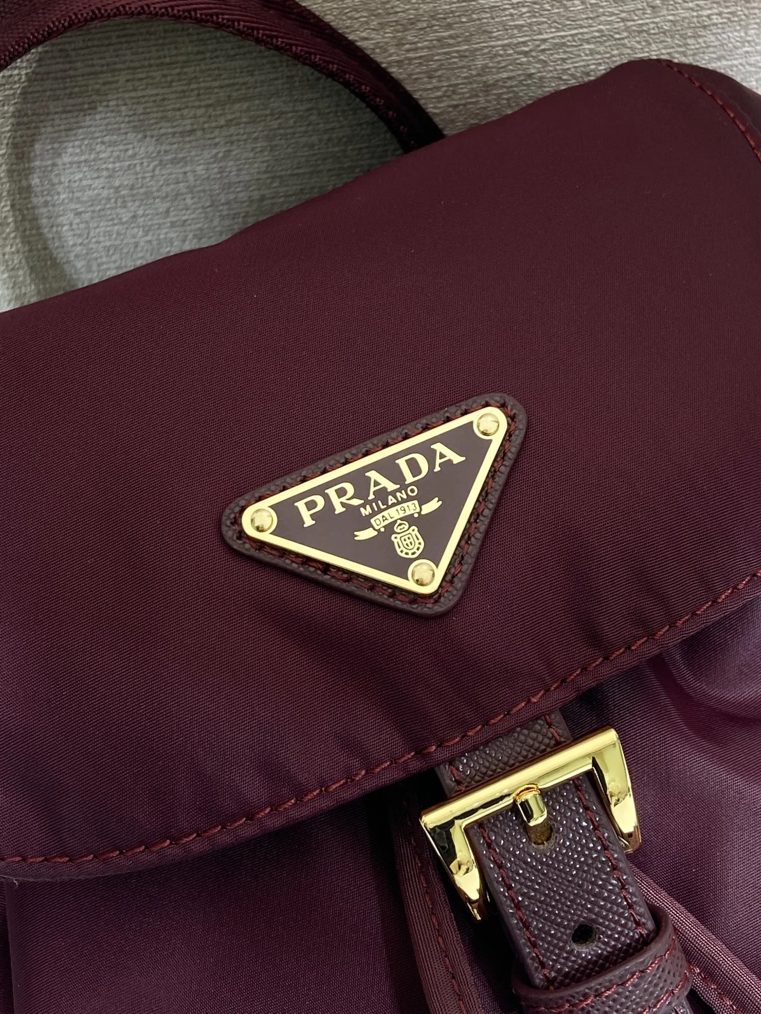 PRADA Backpacks Bags Nylon Burgundy-Gold 24.5X29X12CM D2010060147 - Image 7