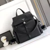 PRADA Backpacks Bags Recycled Nylon Leather Black 39X37X20CM F1010060349