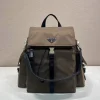 PRADA Backpacks Bags Recycled Nylon Leather Brown-Black 39X37X20CM F4010060265