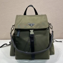 PRADA Backpacks Bags Recycled Nylon Leather Green-Black 39X37X20CM F2010060314