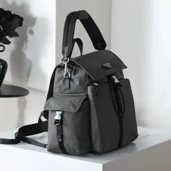 Alternative view of PRADA Backpacks Bags Recycled Nylon Leather Grey-Black 39X37X20CM F4010060271