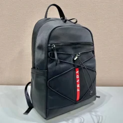 Alternative view of PRADA Backpacks Bags Saffiano Leather Nylon Black-Red 17X43X30CM E2010060185