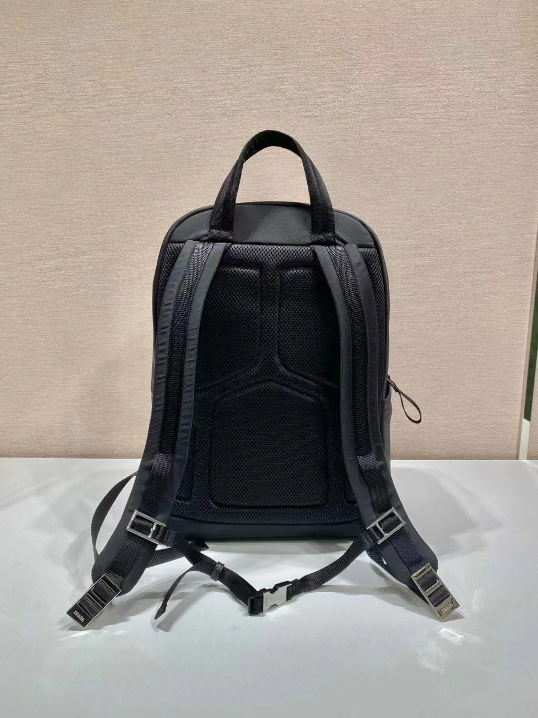 PRADA Backpacks Bags Saffiano Leather Nylon Black-Red 17X43X30CM E2010060185 - Image 4
