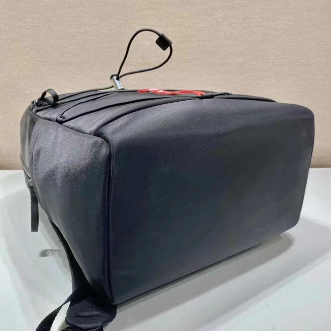 PRADA Backpacks Bags Saffiano Leather Nylon Black-Red 17X43X30CM E2010060185 - Image 6