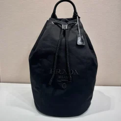 PRADA Duffles Bags Linen Blend Black 34X55X34CM E8010060303