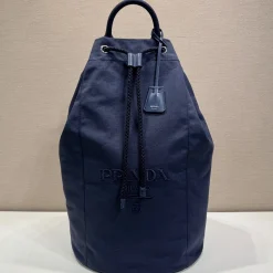 PRADA Duffles Bags Linen Blend Leather Blue 34X55X34CM E8010060309