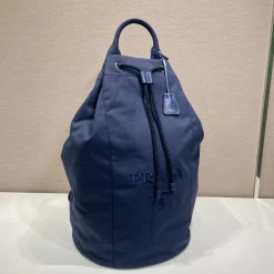 Alternative view of PRADA Duffles Bags Linen Blend Leather Blue 34X55X34CM E8010060309