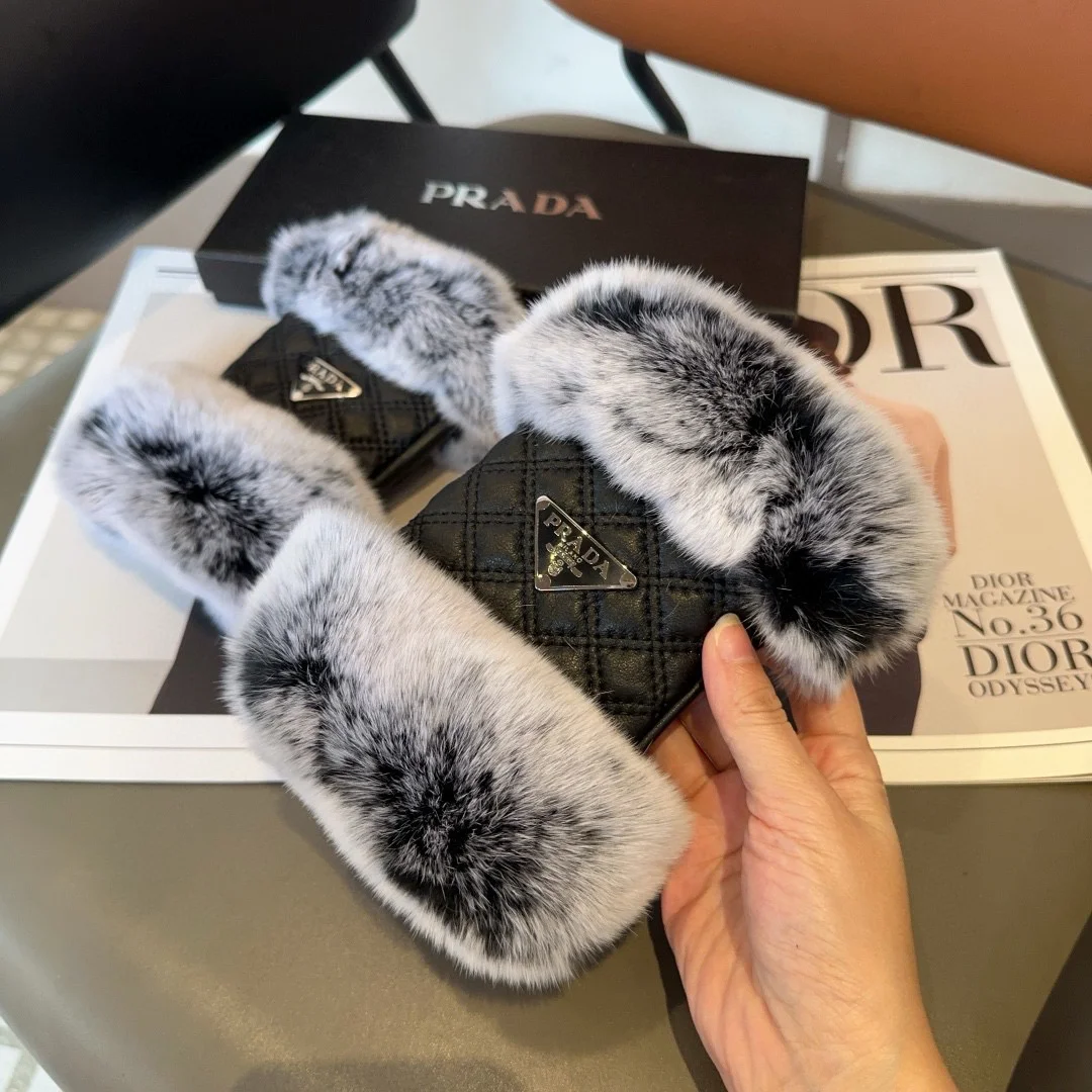 PRADA Gloves Sheepskin Leather Black-Gray One Size A2010071894 - Image 10