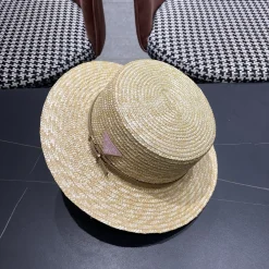 PRADA Hats Straw Beige-Brown 57CM G010070239
