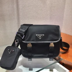 PRADA Messenger Bags Black-Silver 22X16X8.5CM C4010060227