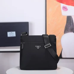 PRADA Messenger Bags Black-Silver 31X26X3CM B8010060095