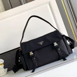 PRADA Messenger Bags Black-Silver 42X22X20CM E1010060362