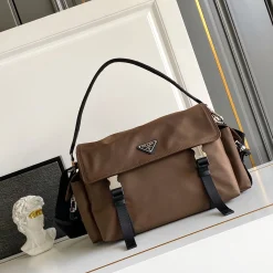 PRADA Messenger Bags Brown-Black 42X22X20CM E1010060367