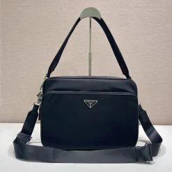 PRADA Messenger Bags Re-Nylon Saffiano Leather Black 31X23X10CM D8010060320