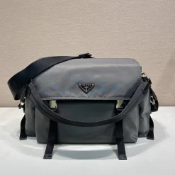 Alternative view of PRADA Messenger Bags Recycled Nylon Leather Grey-Black 42X22X20CM E2010060299
